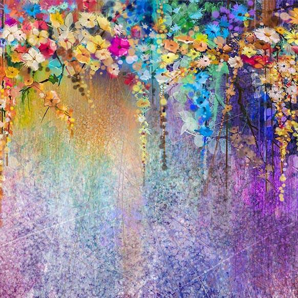 Beautiful Purple Flower Painting Backdrop for Photo Studio G-771