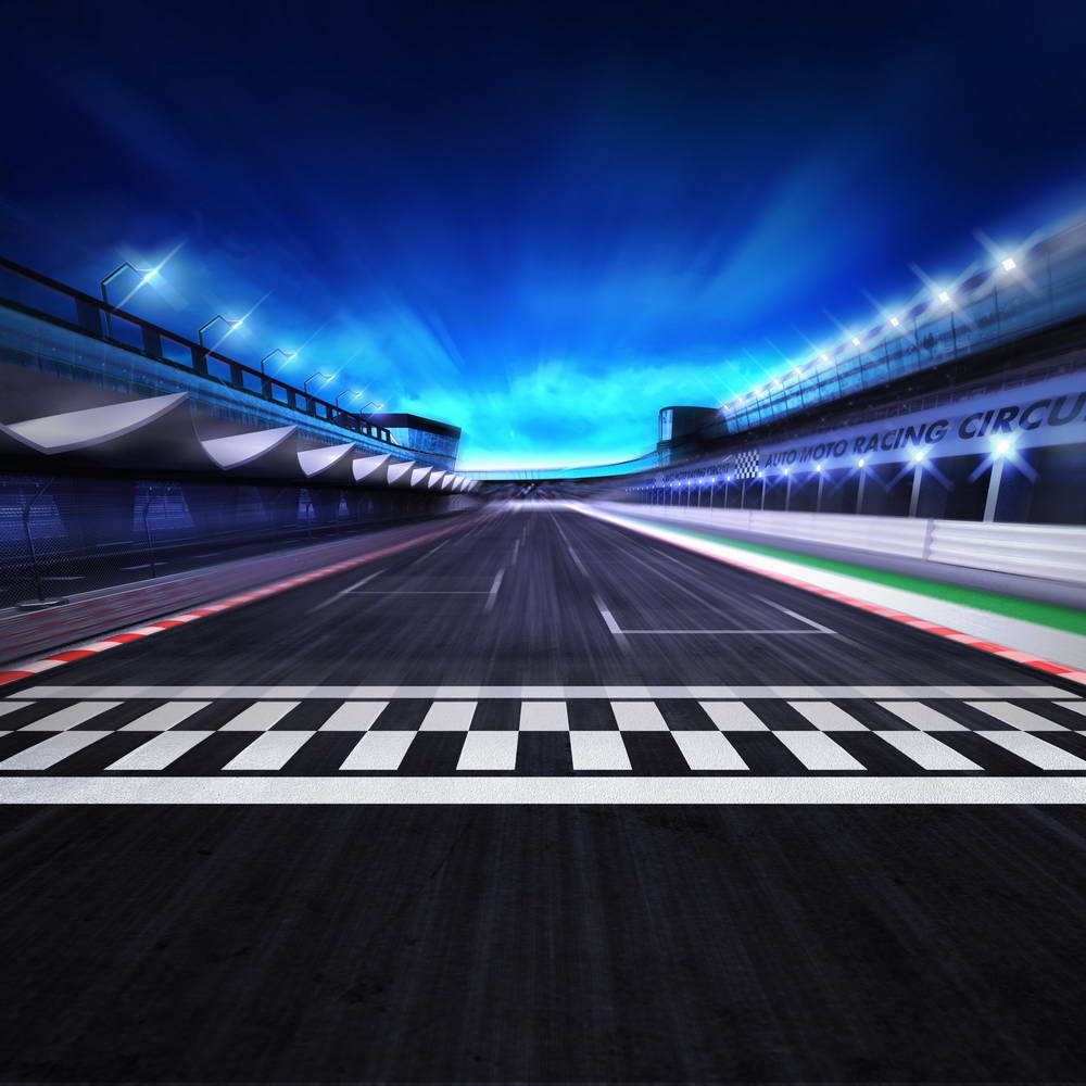 Race Track Finish Line Night Scene 3D Racing Competition Photo Backdrop MR-2262