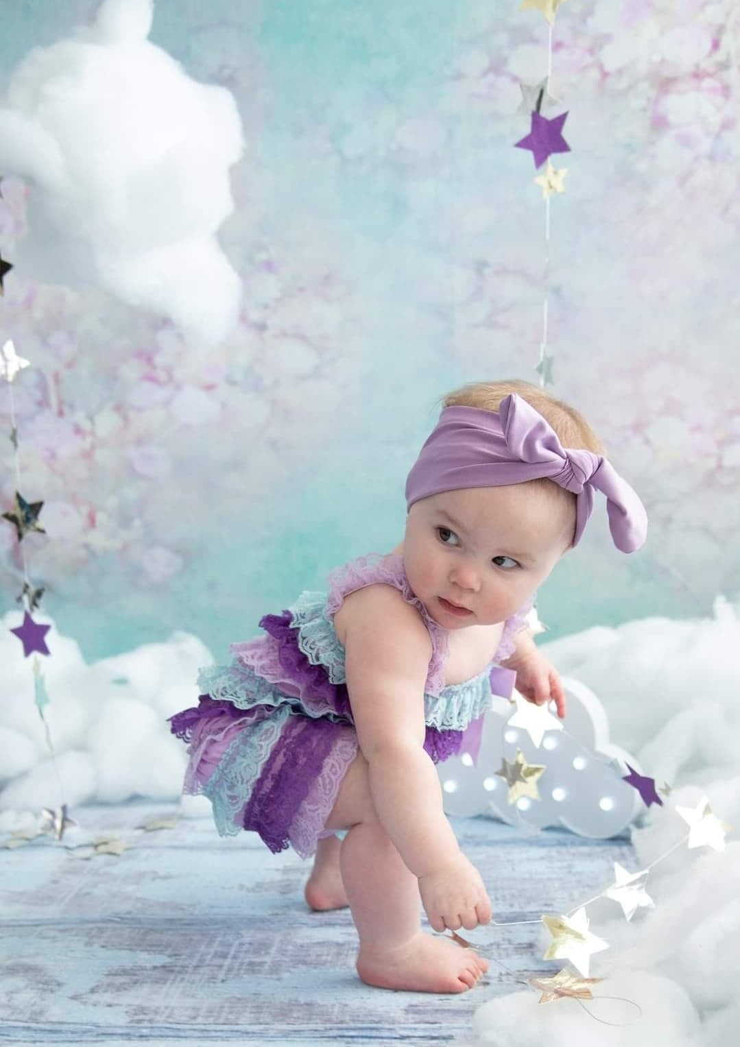 Pink Spring Flowers Green Backdrop for Newborn Photography