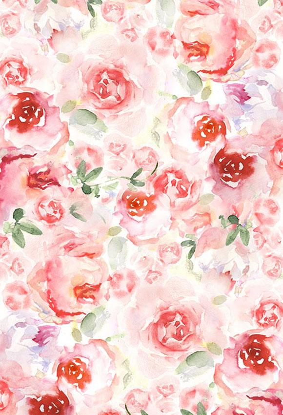 Red Pink Flowers Backdrop for Photography