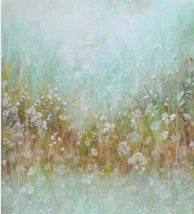 Floral Backdrop Aqua Background Small White Flowers S-3022