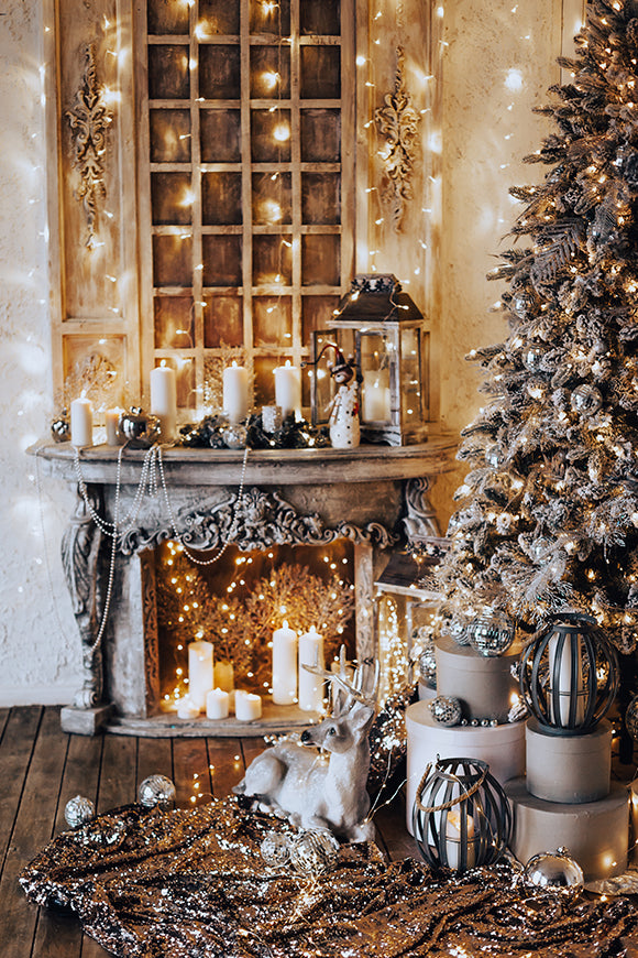 Glitter Christmas Tree Lights Backdrop for Photography
