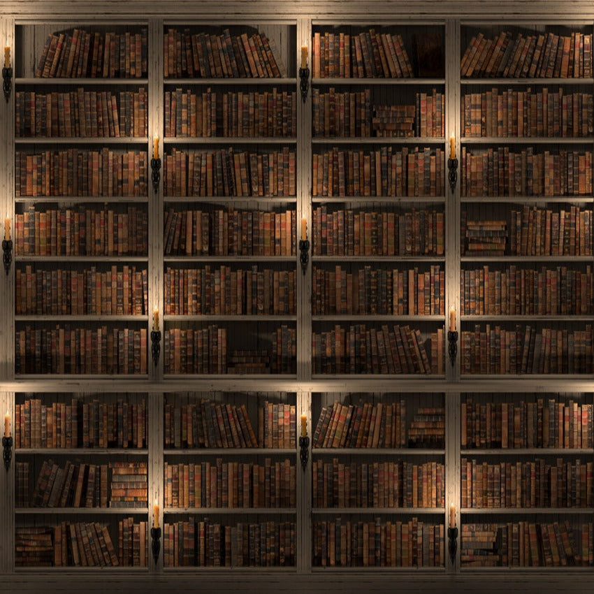 School Day Bookshelves 3D Rendering Photo Backdrop