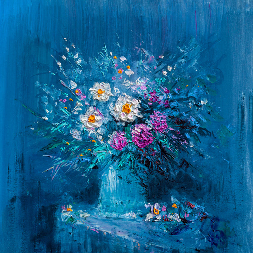 Flowers Blue Art Backdrop for Photographers