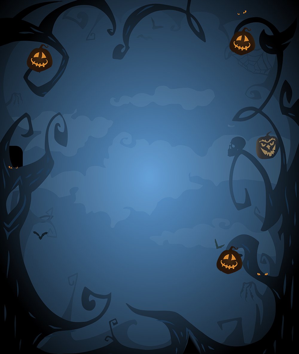 Halloween Pumpkin Night Forest Photo Backdrop DBD-P19057