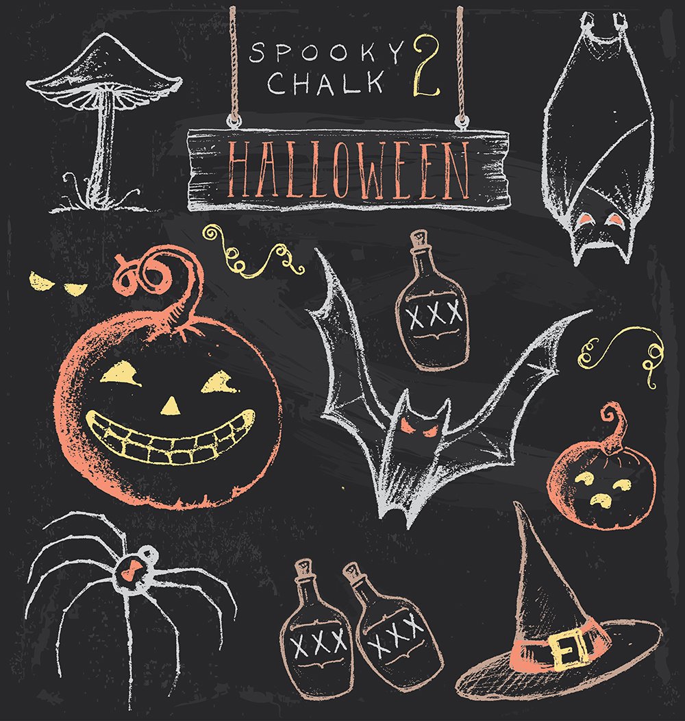 Chalkboard Happy Halloween Photo Studio Backdrop DBD-19003