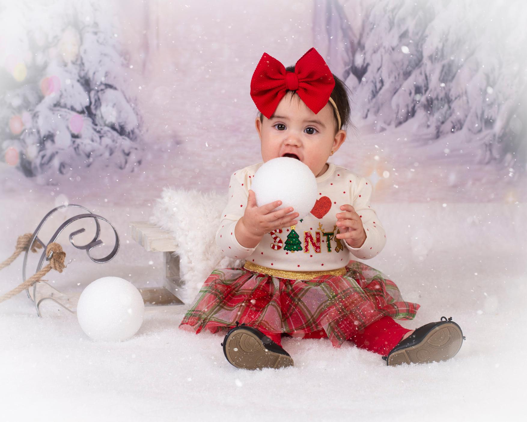 Winter Snow Christmas Tree Bokeh Photo Studio Backdrop  G-1194