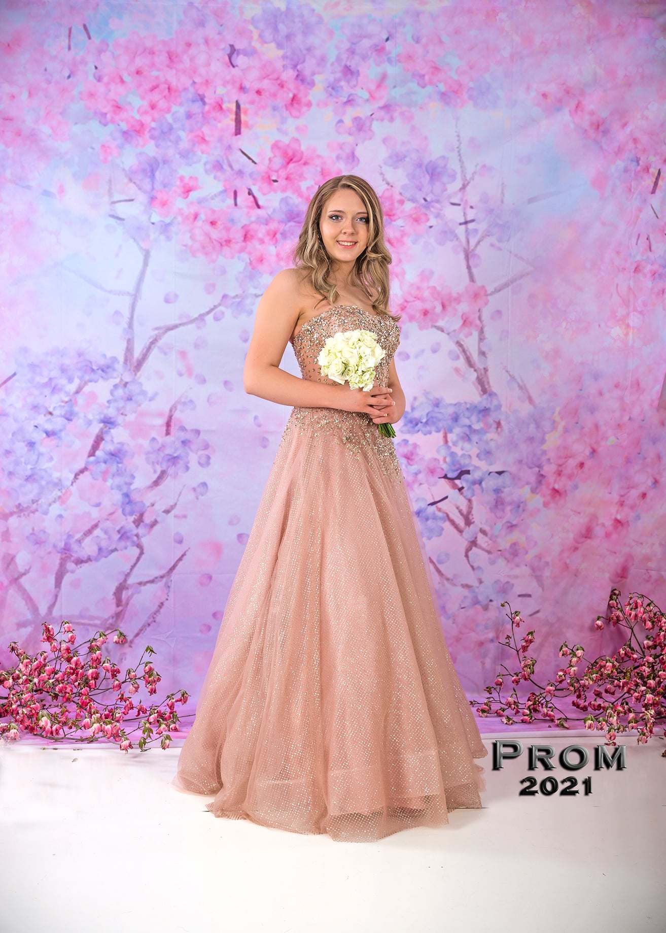 Pale Pink Floral Background Cherry Blossom Backdrop for Photography ZH-238