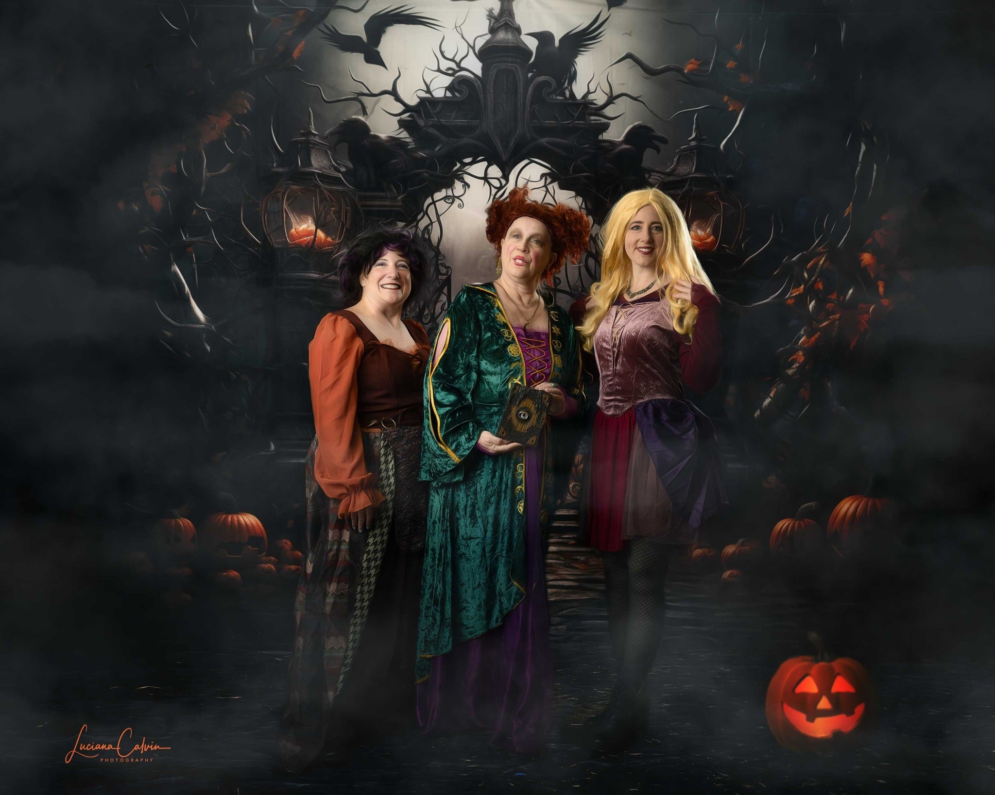 Halloween Cemetery Gate Pumpkins Backdrop RR7-107