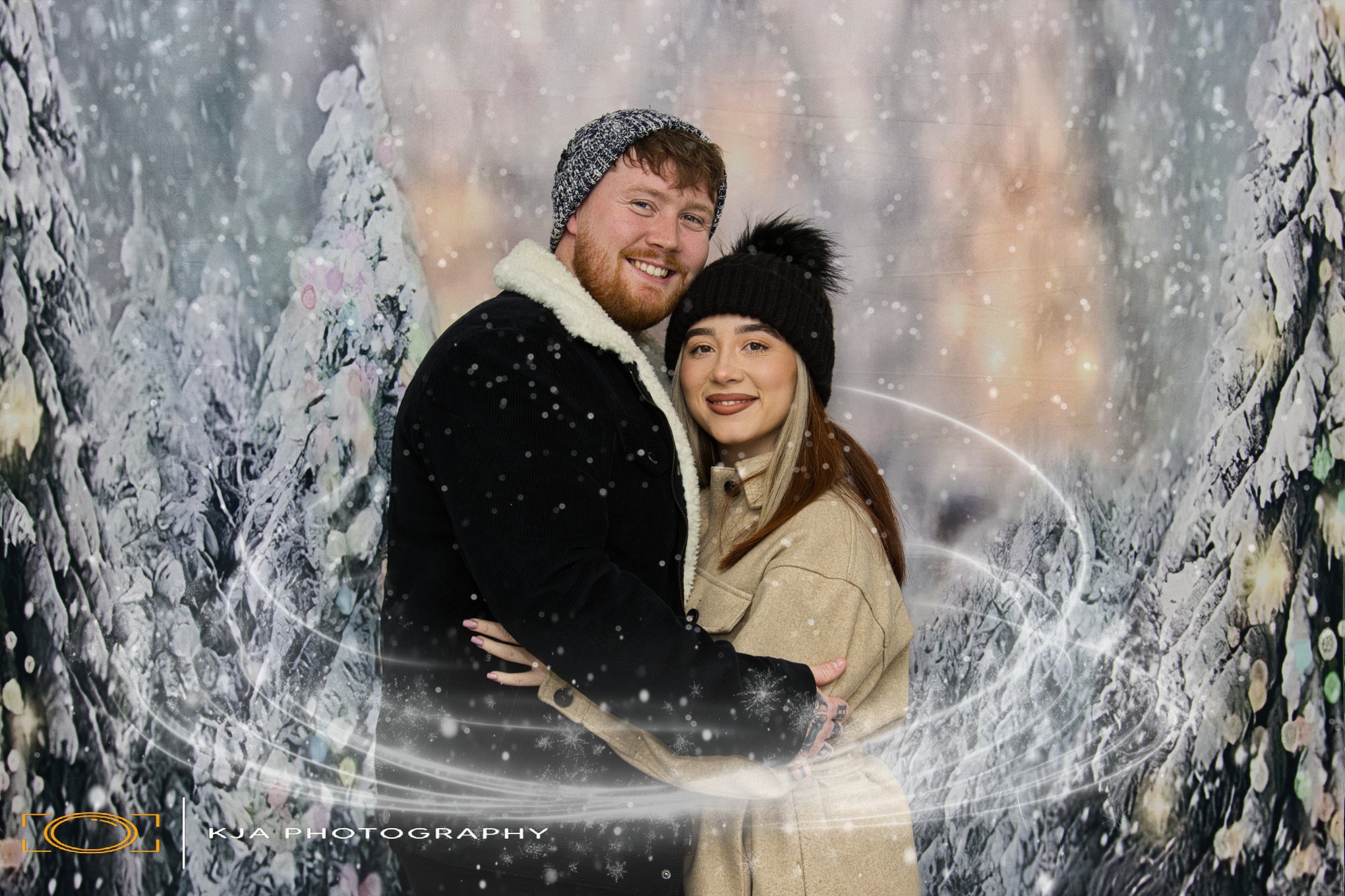 Winter Snow Christmas Tree Bokeh Photo Studio Backdrop  G-1194
