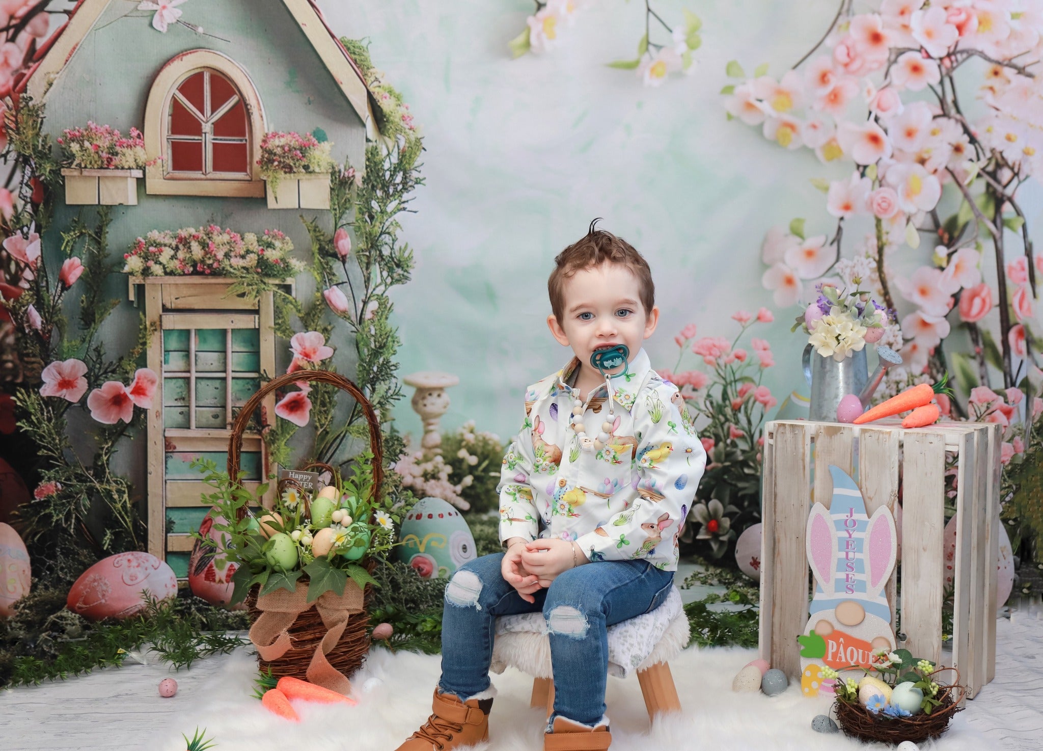 Easter Backdrops Photography Floral Cottage Egg Display Backdrop BRP12-401