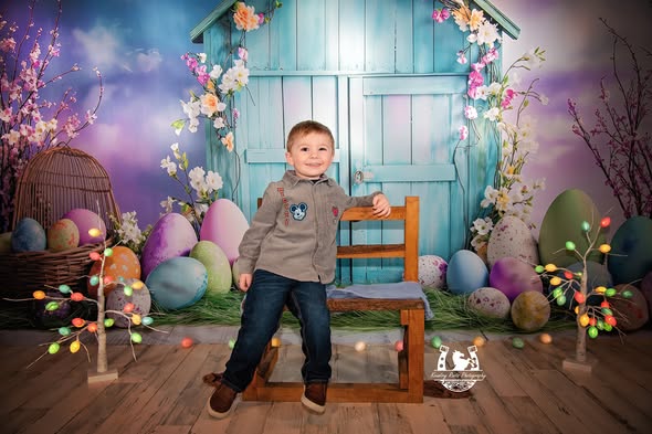 Easter Egg Backdrop Vibrant Blue Egg Hut Backdrop BRP1-289