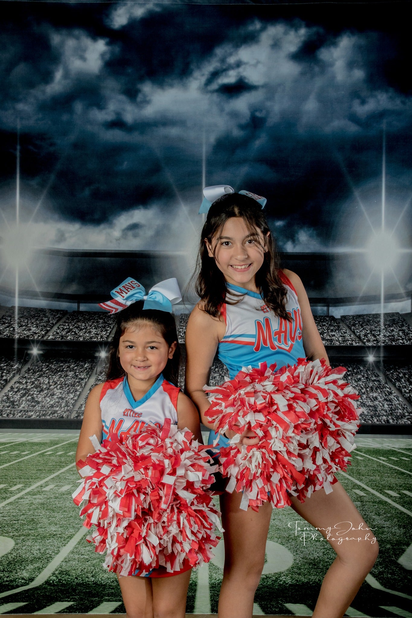 Football Field Backdrop Stadium Lights Green Lawn Background G-305