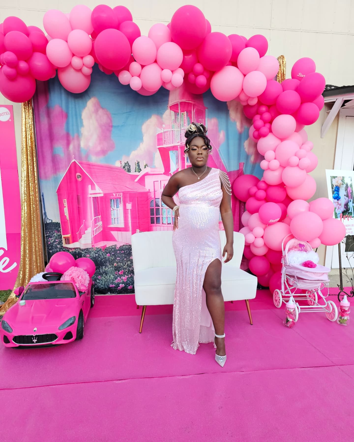 Fashion Doll Fantasy Pink House Backdrop M8-40