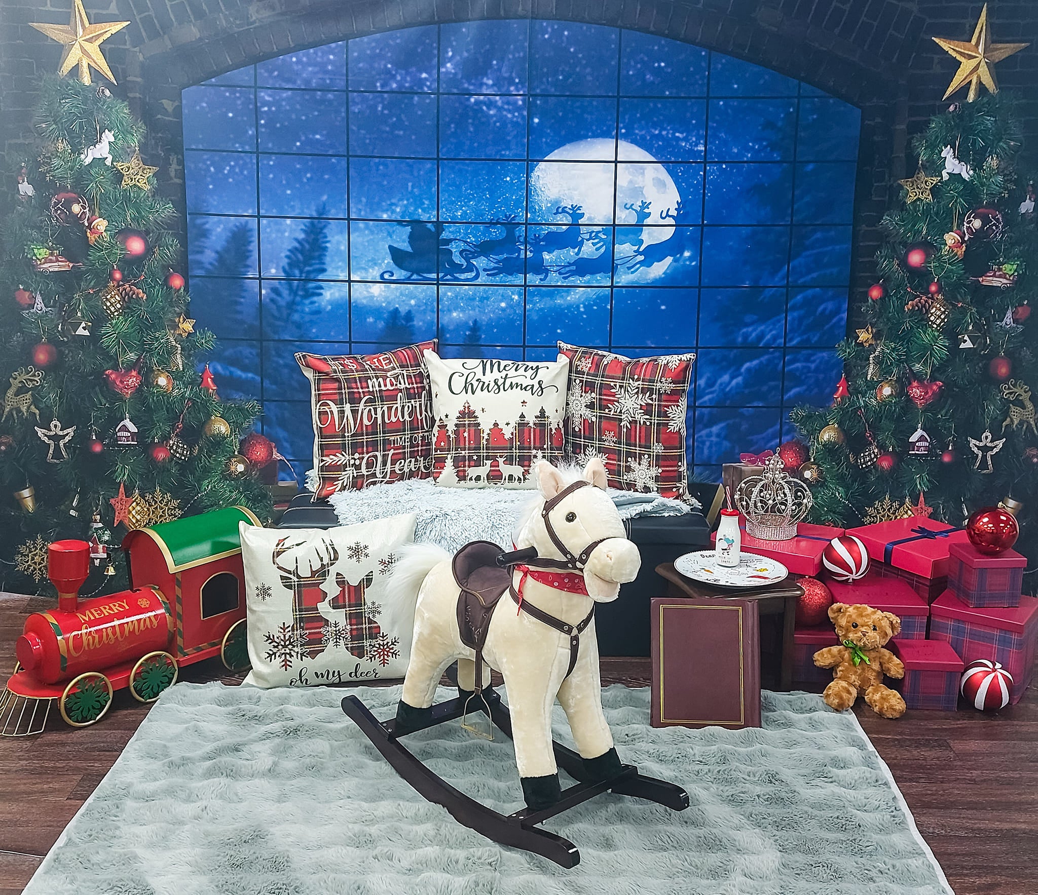 Christmas Tree Window Gifts Photography Backdrop  D822