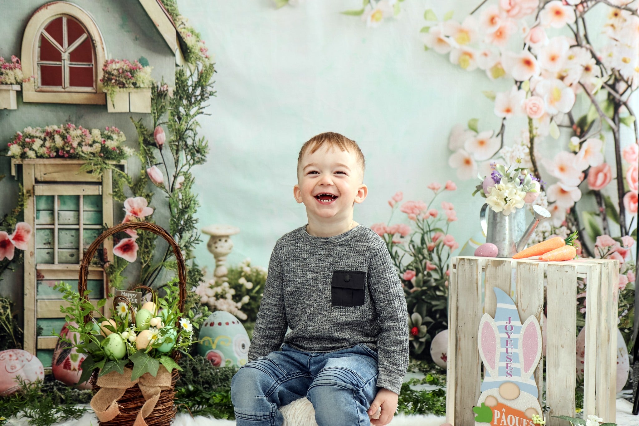 Easter Backdrops Photography Floral Cottage Egg Display Backdrop BRP12-401