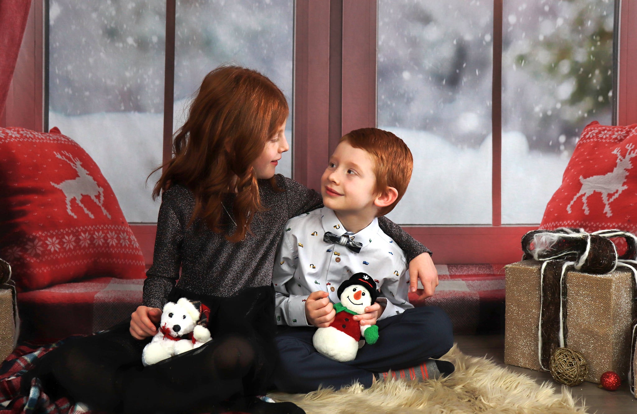 Christmas Snow And Sunshine Outside Window Backdrops for Photography DBD-H19155