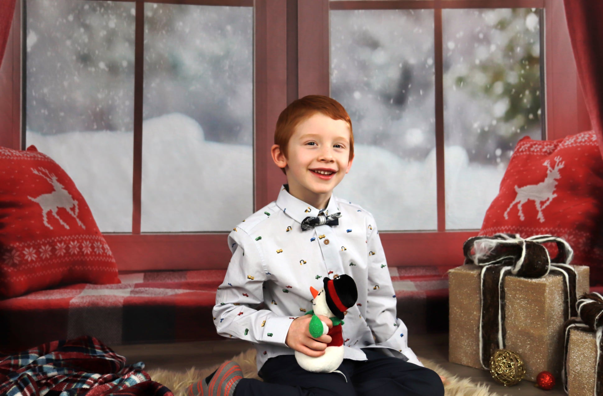 Christmas Snow And Sunshine Outside Window Backdrops for Photography DBD-H19155