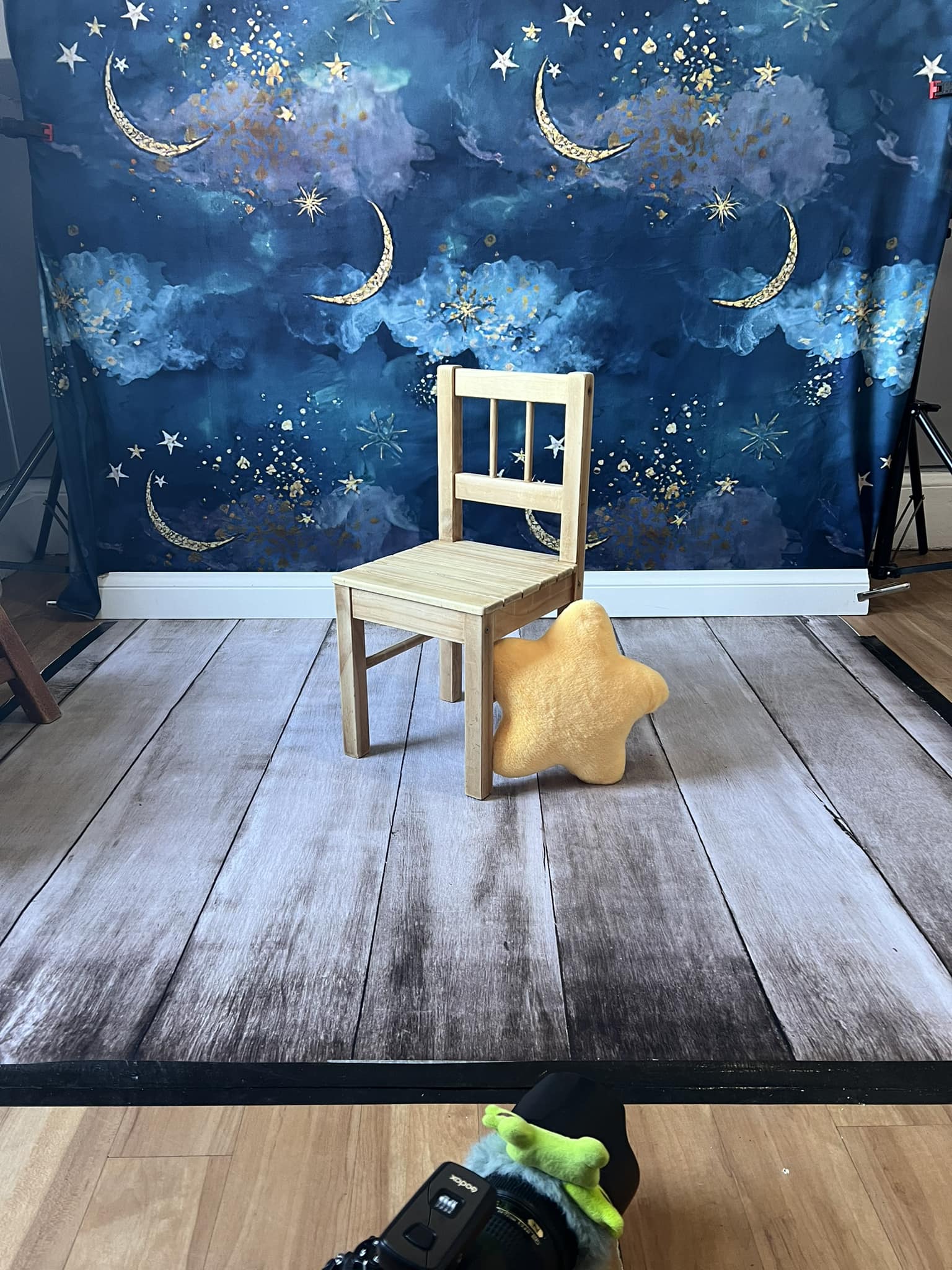 Beautiful Blue Sky Stars and Moon Backdrop for Photography NB-347