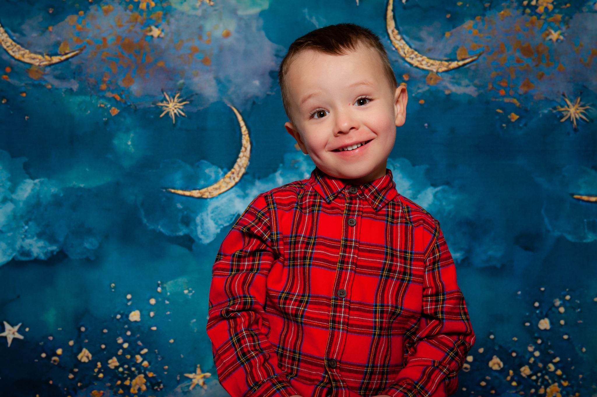 Beautiful Blue Sky Stars and Moon Backdrop for Photography NB-347