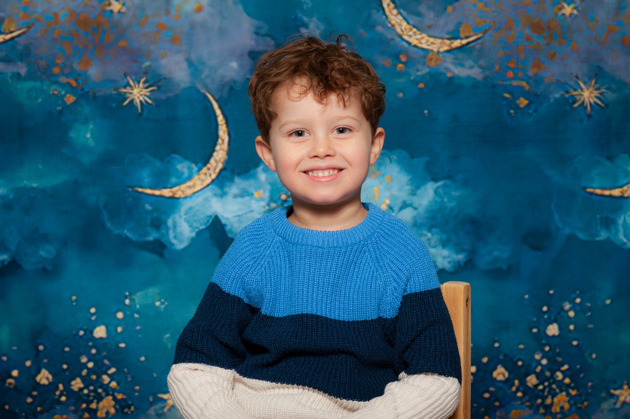 Beautiful Blue Sky Stars and Moon Backdrop for Photography NB-347