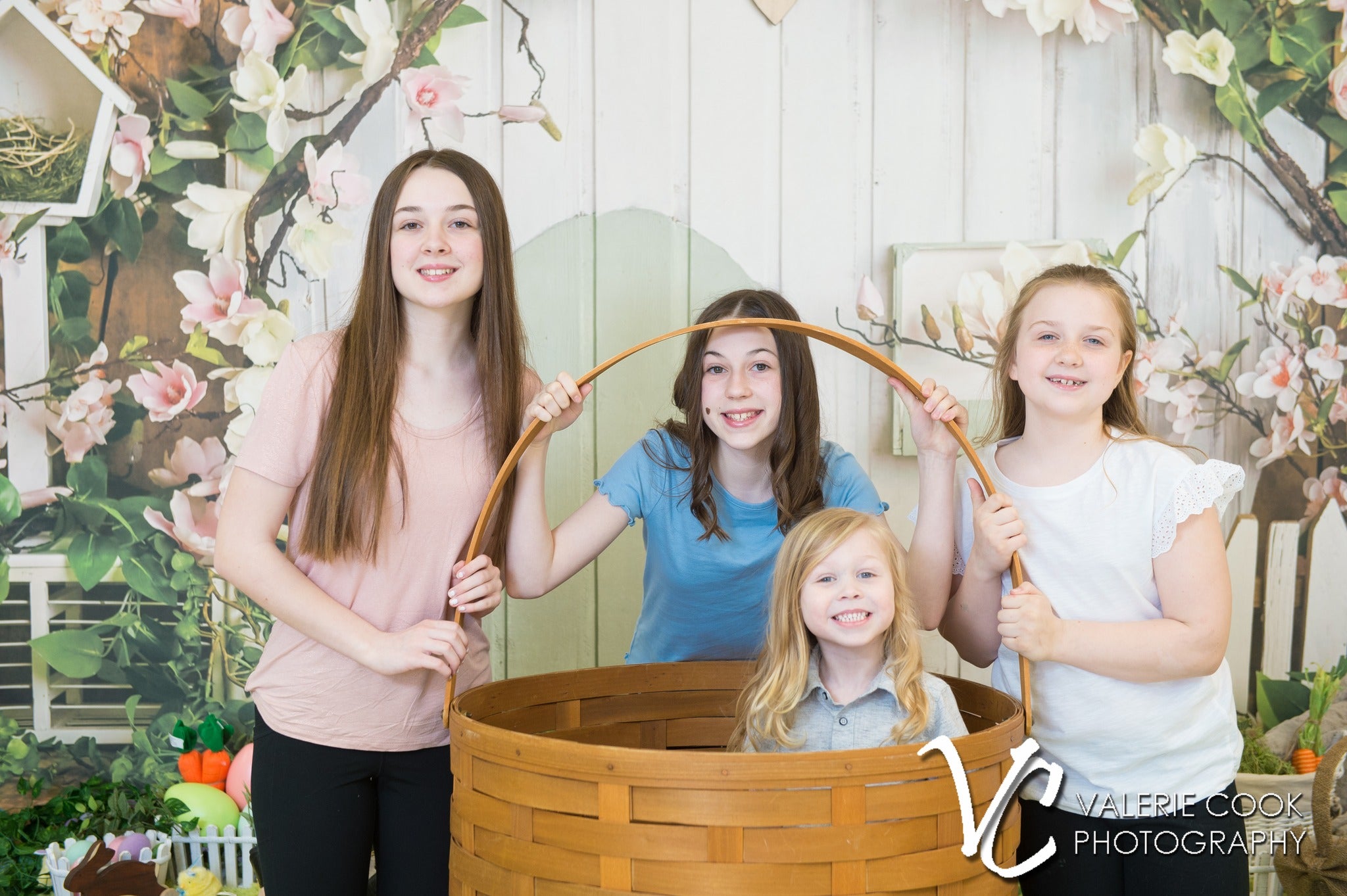 Pink Flowers Rustic House Spring Backdrop D1055