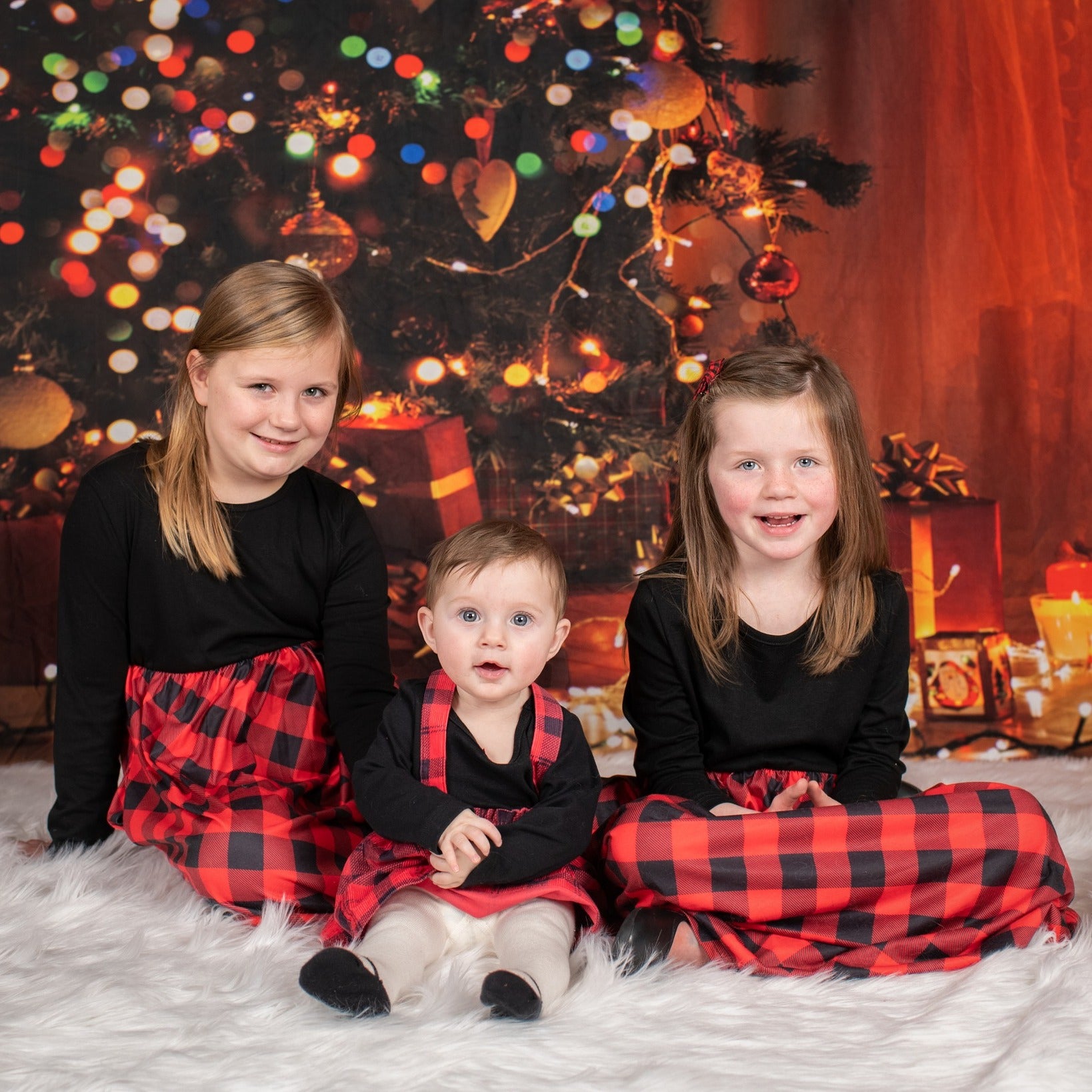 Christmas Lights Tree Fireplace Photo Backdrop M12