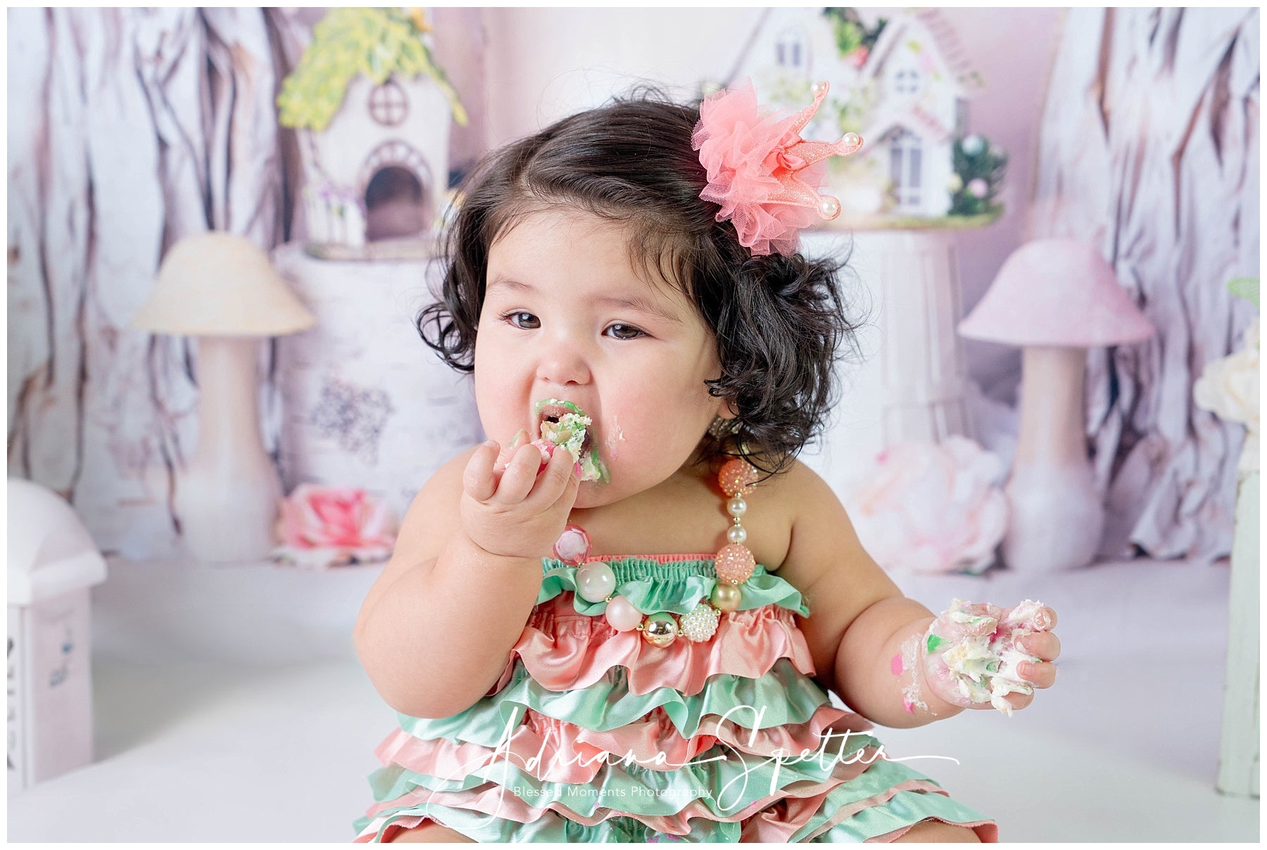 Kids Photo Backdrop Fairy Tale Cottage Flowers Newborn Backdrop MRR10-25