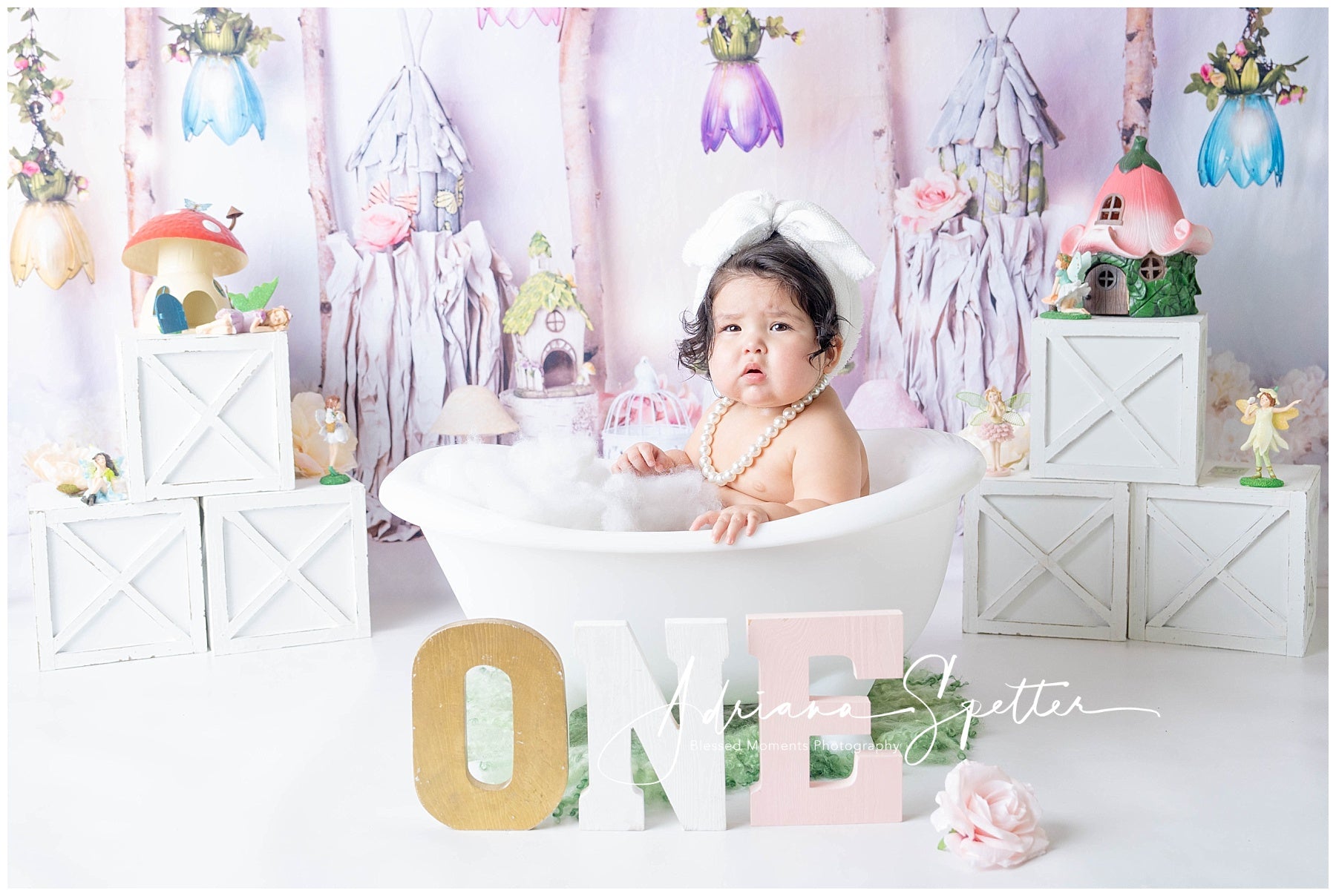Kids Photo Backdrop Fairy Tale Cottage Flowers Newborn Backdrop MRR10-25