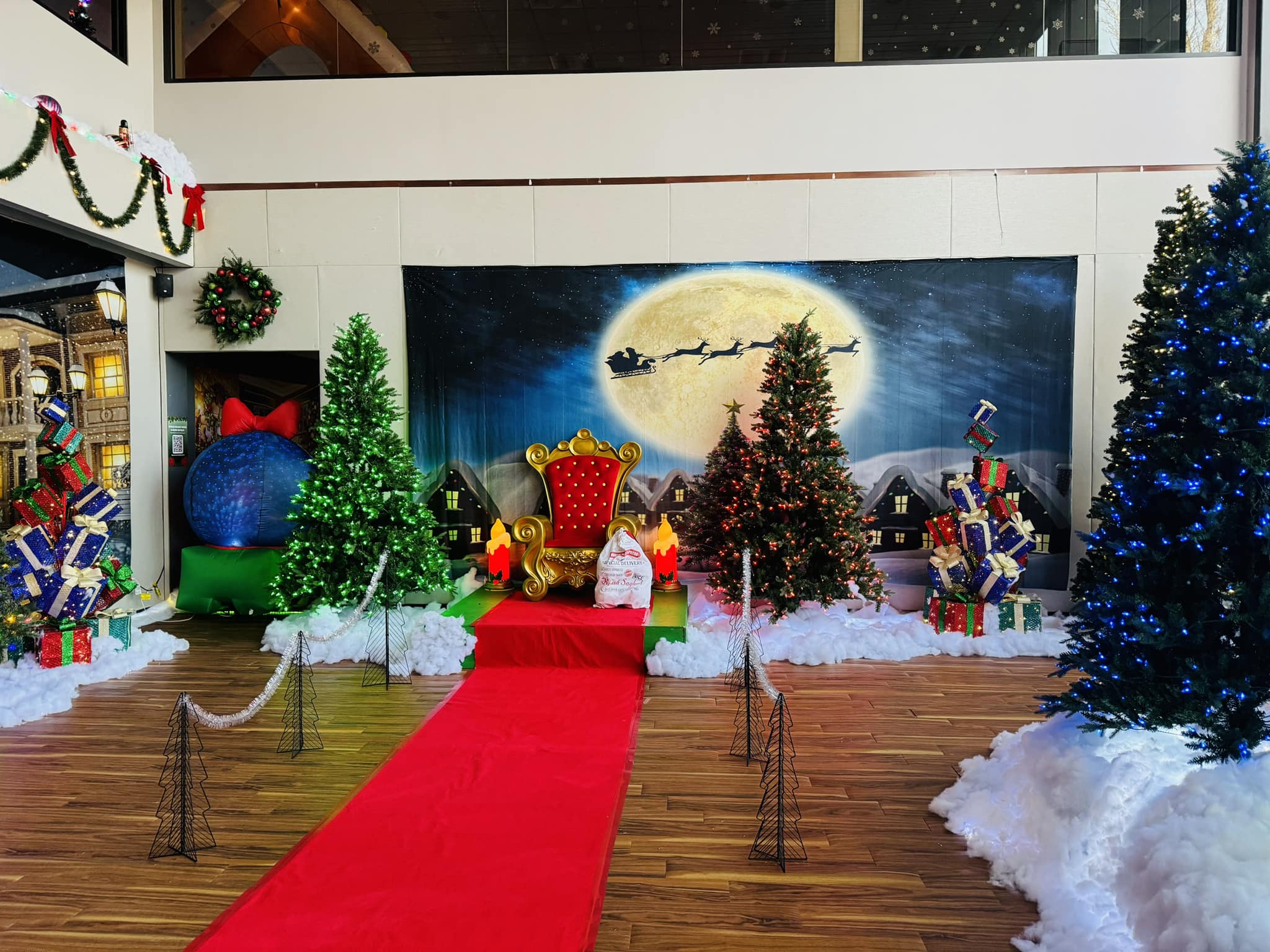 Snowy Tiny Houses Elk Santa Xmas Backdrop D979