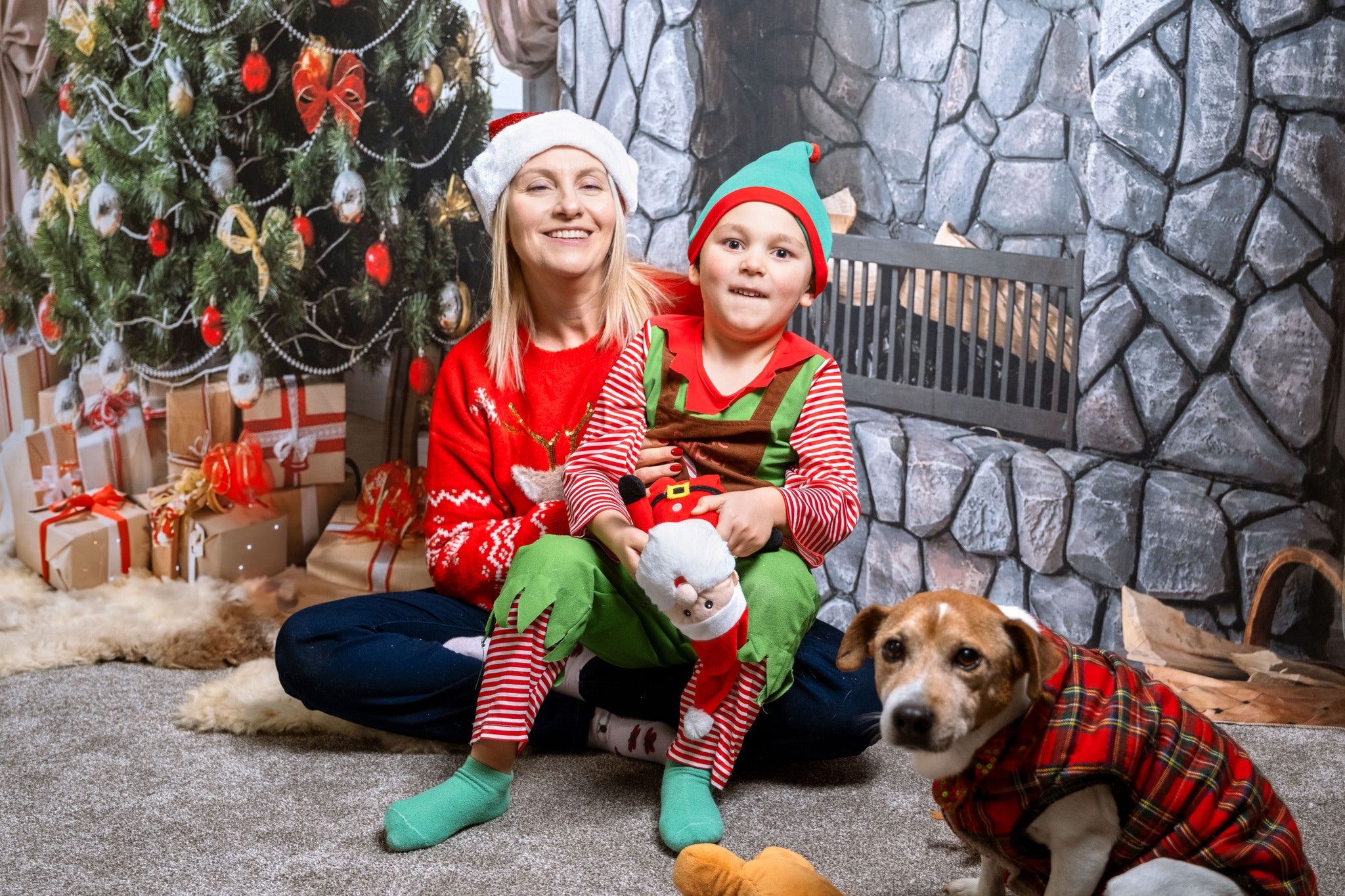 Christmas Backdrop Sock Fireplace Home Decoration DBD-H19179