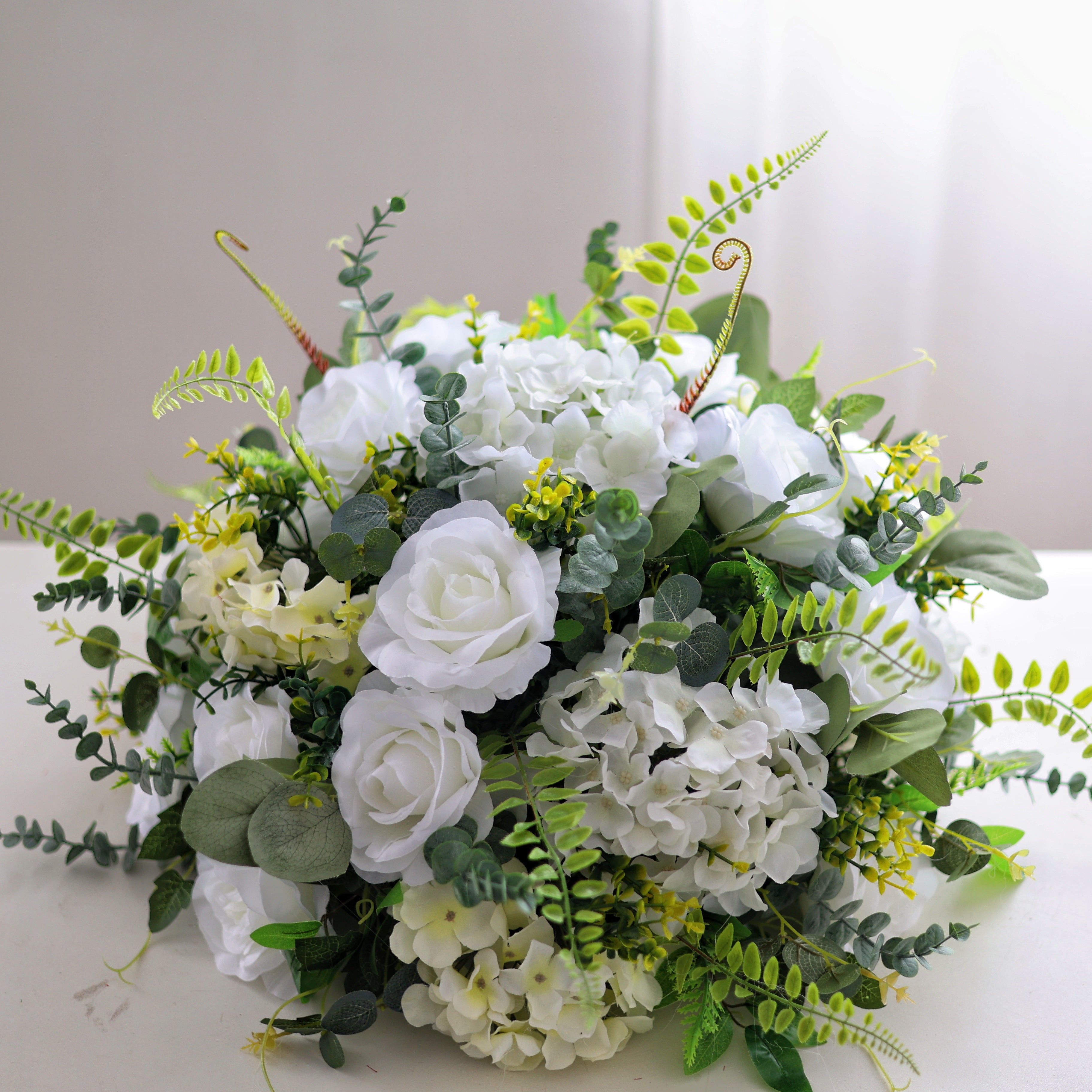 White Fabric Rose Hydrangea Wedding Table Centerpiece Floral Ball AAFC-0085
