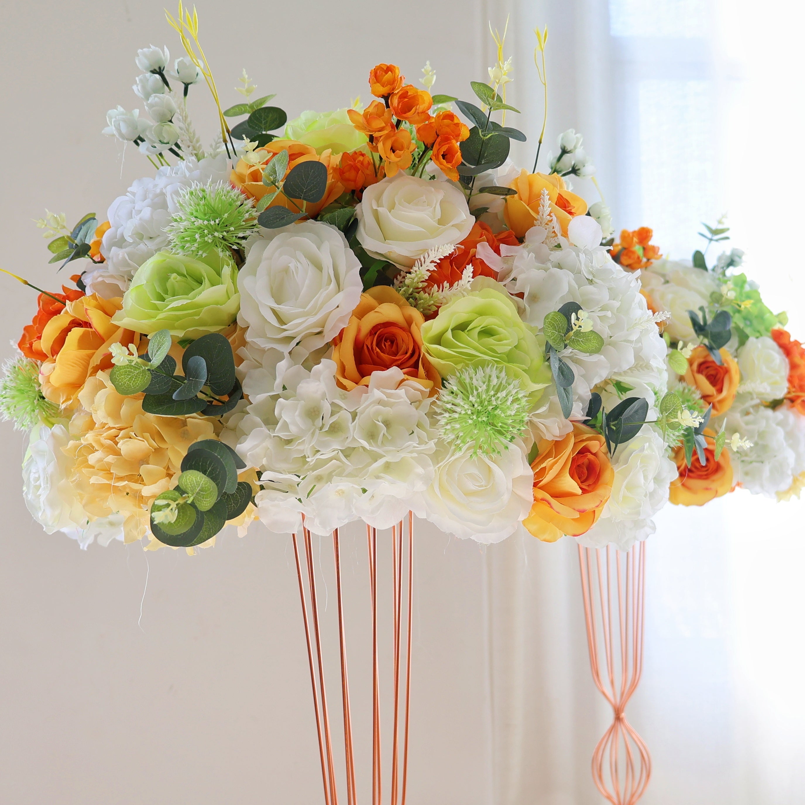 Orange Silk Flower Row Wedding Backdrop Centerpiece Floral Ball AAFC-090