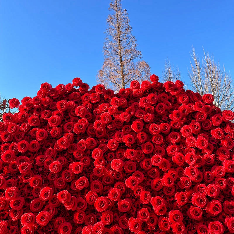 Romantic Heart Shape Red Rose Flower Wall for Wedding Proposal Decor ABFW-002