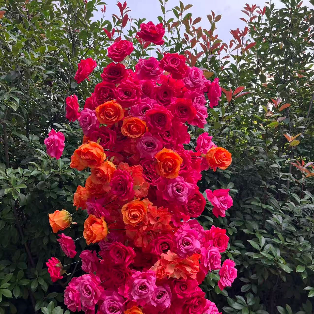 Pink Orange Flower Tower Pillar Backdrop For Wedding Decoration ABAW-002