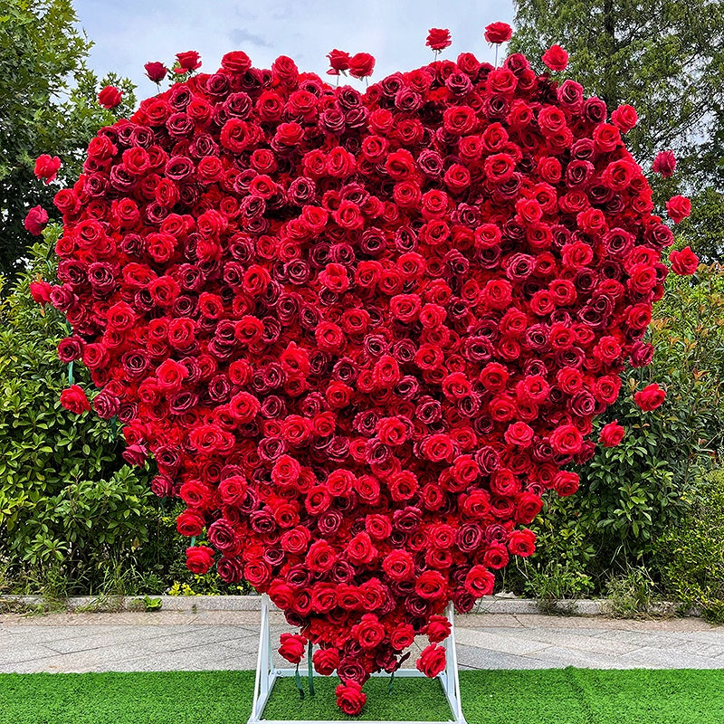 8ft Large Heart Red Rose Flower Wall For Wedding Valentine Decor ABAW-028