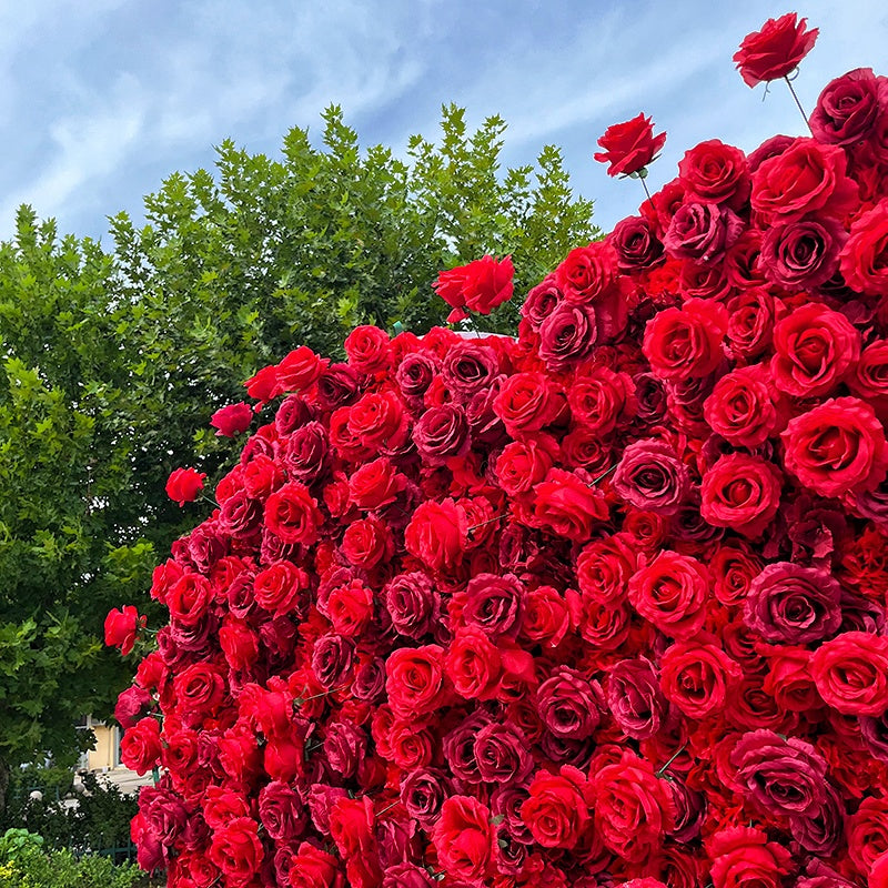 8ft Large Heart Red Rose Flower Wall For Wedding Valentine Decor ABAW-028
