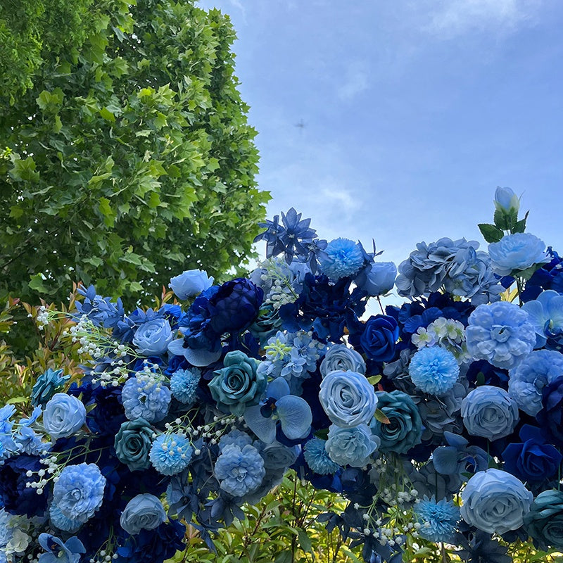 Royal Blue Floral Arch Backdrop For Wedding Party Entrance Decor ABAW-030