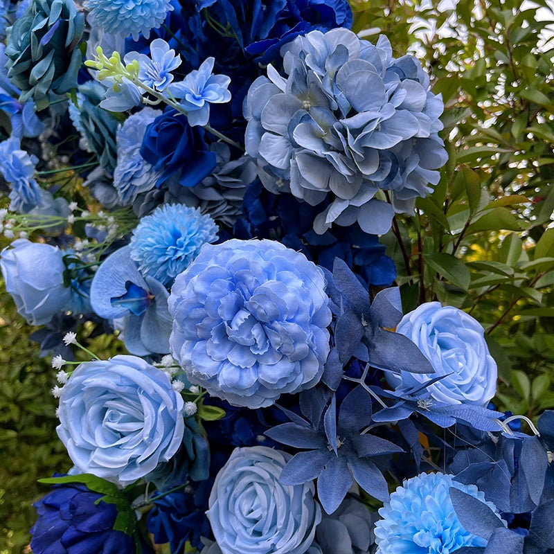 Royal Blue Floral Arch Backdrop For Wedding Party Entrance Decor ABAW-030