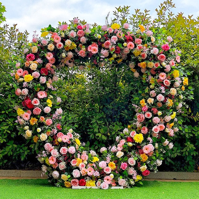 Spring Colorful Heart Shaped Arch Flower Wall Garden Home Decor ABAW-034