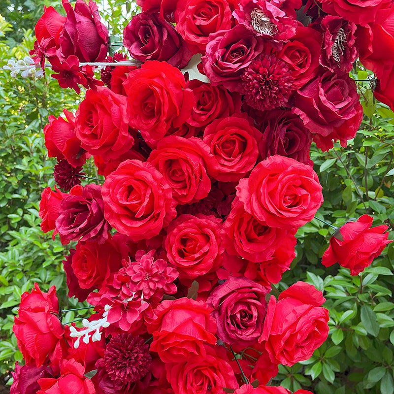 Luxury Red Rose Wedding Arch Floral Wall for Outdoor Events Decor ABAW-038