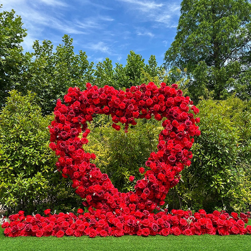 Luxury Red Rose Heart Flower Arch for Wedding Ceremony Event Backdrop ABAW-039