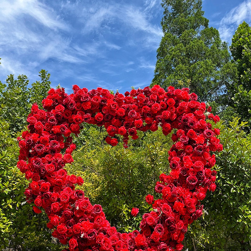 Luxury Red Rose Heart Flower Arch for Wedding Ceremony Event Backdrop ABAW-039