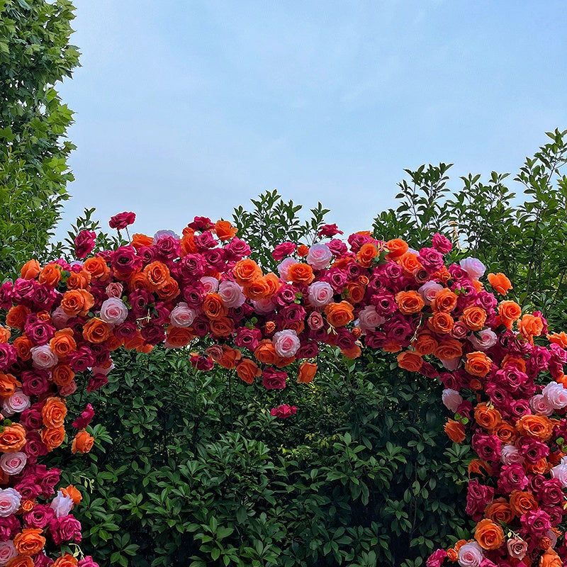 8ft Pink and Orange Heart Flower Arch for Wedding Bridal Shower ABAW-041