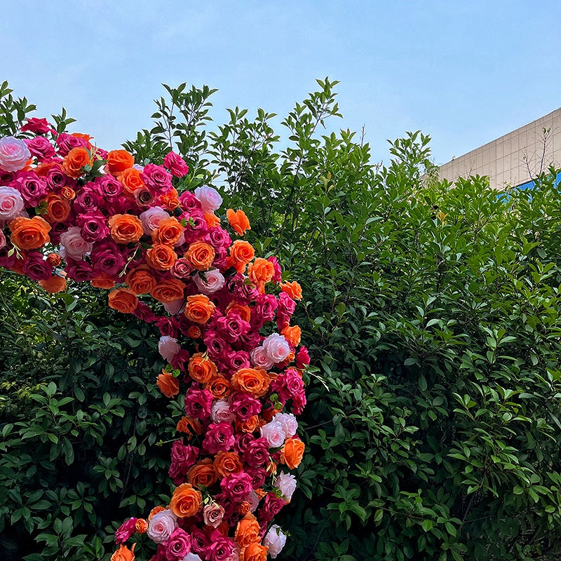 8ft Pink and Orange Heart Flower Arch for Wedding Bridal Shower ABAW-041