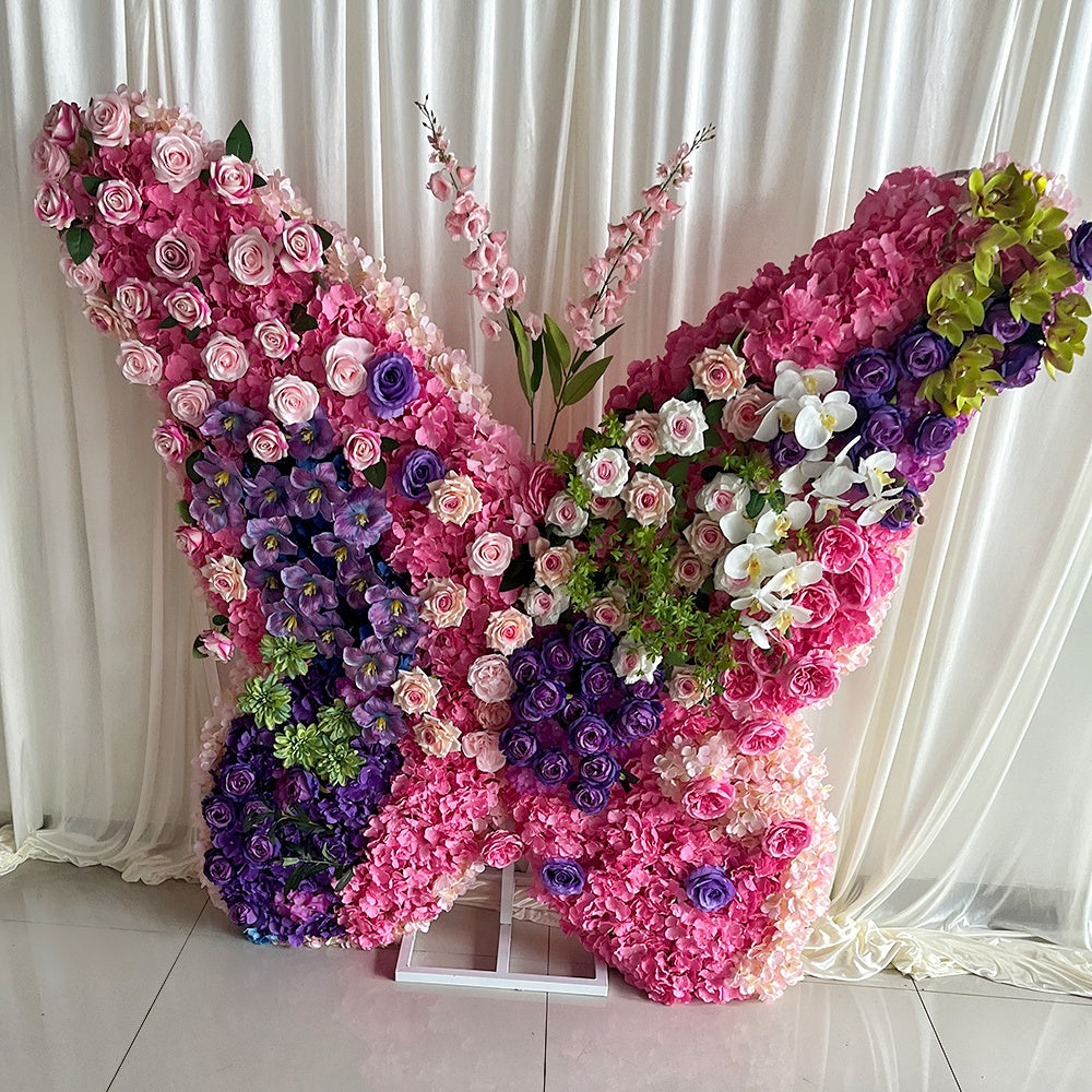 6.56ft Multicolor Butterfly Flower Wall for Wedding & Birthday Party ABAW-500