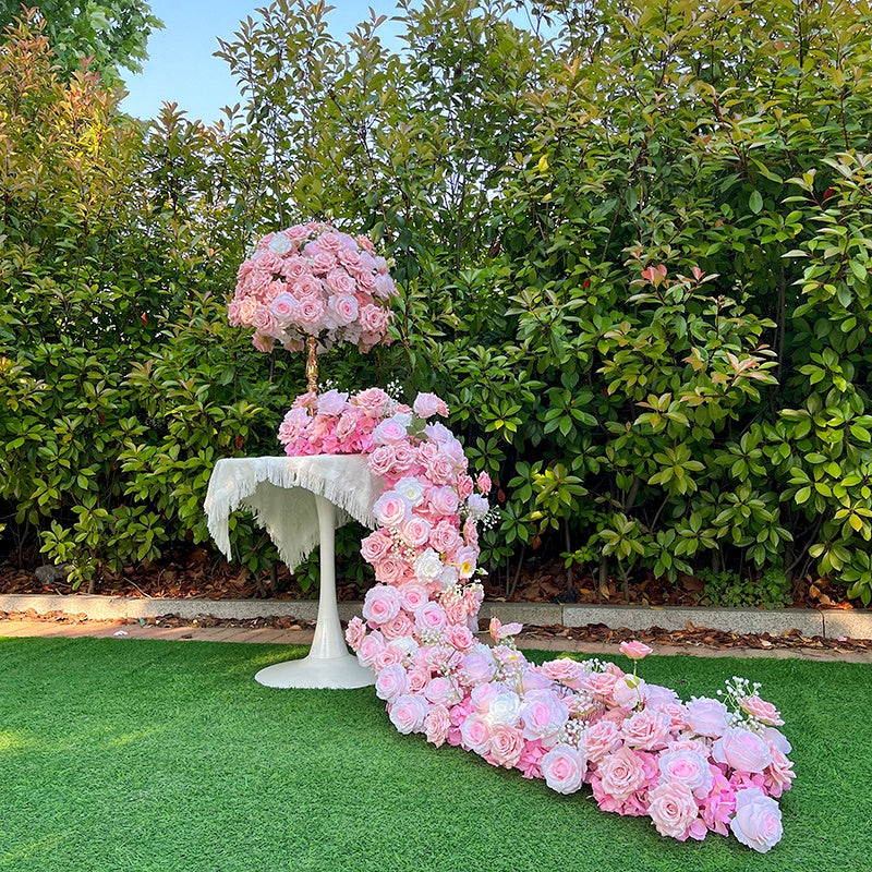 Pink Flower Ball Flower Runner Table Centerpiece Arrangement Floral ABFC-049