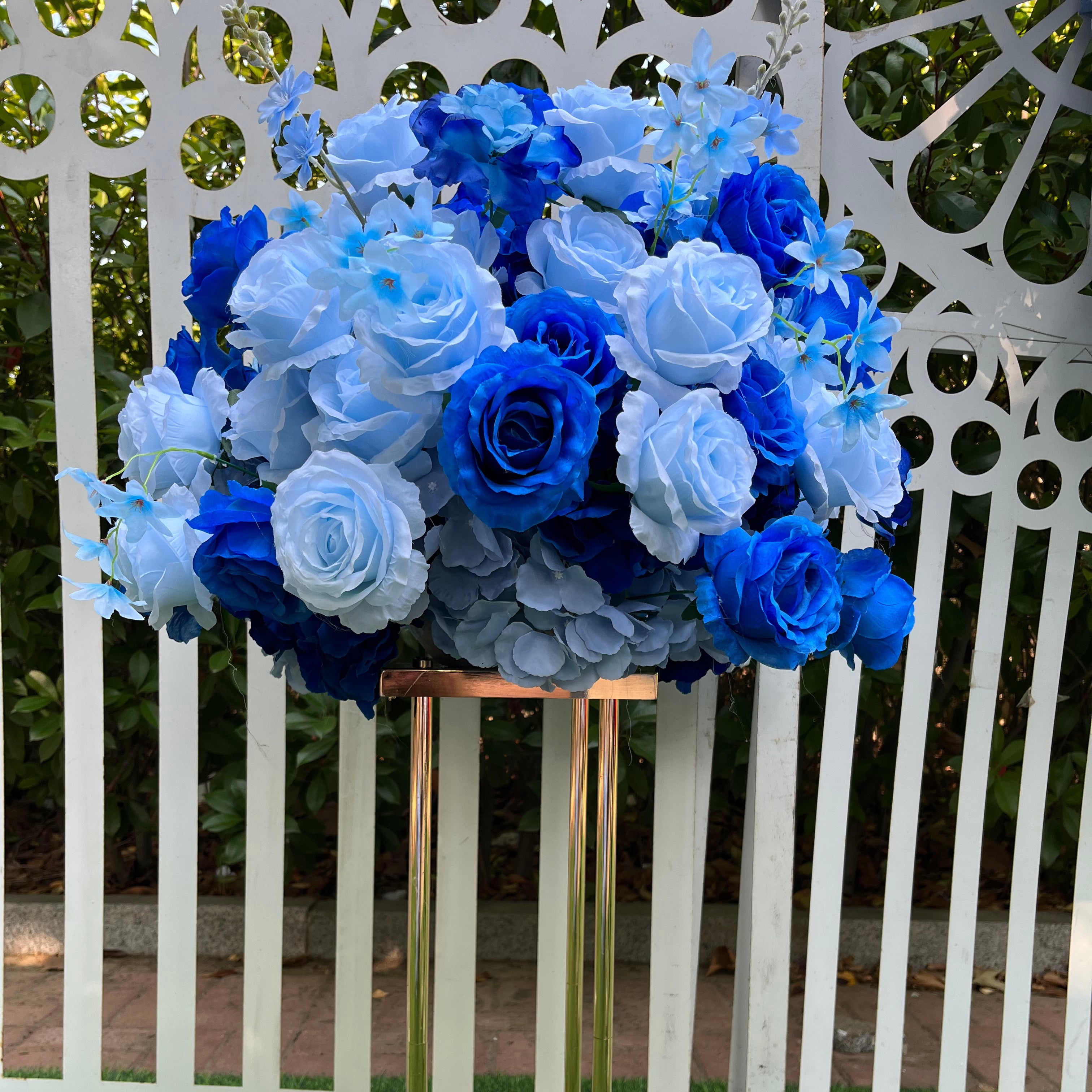 Blue White Rose Hanging Flower Floor Floral Flower Ball Wedding Event Props ABFC-054