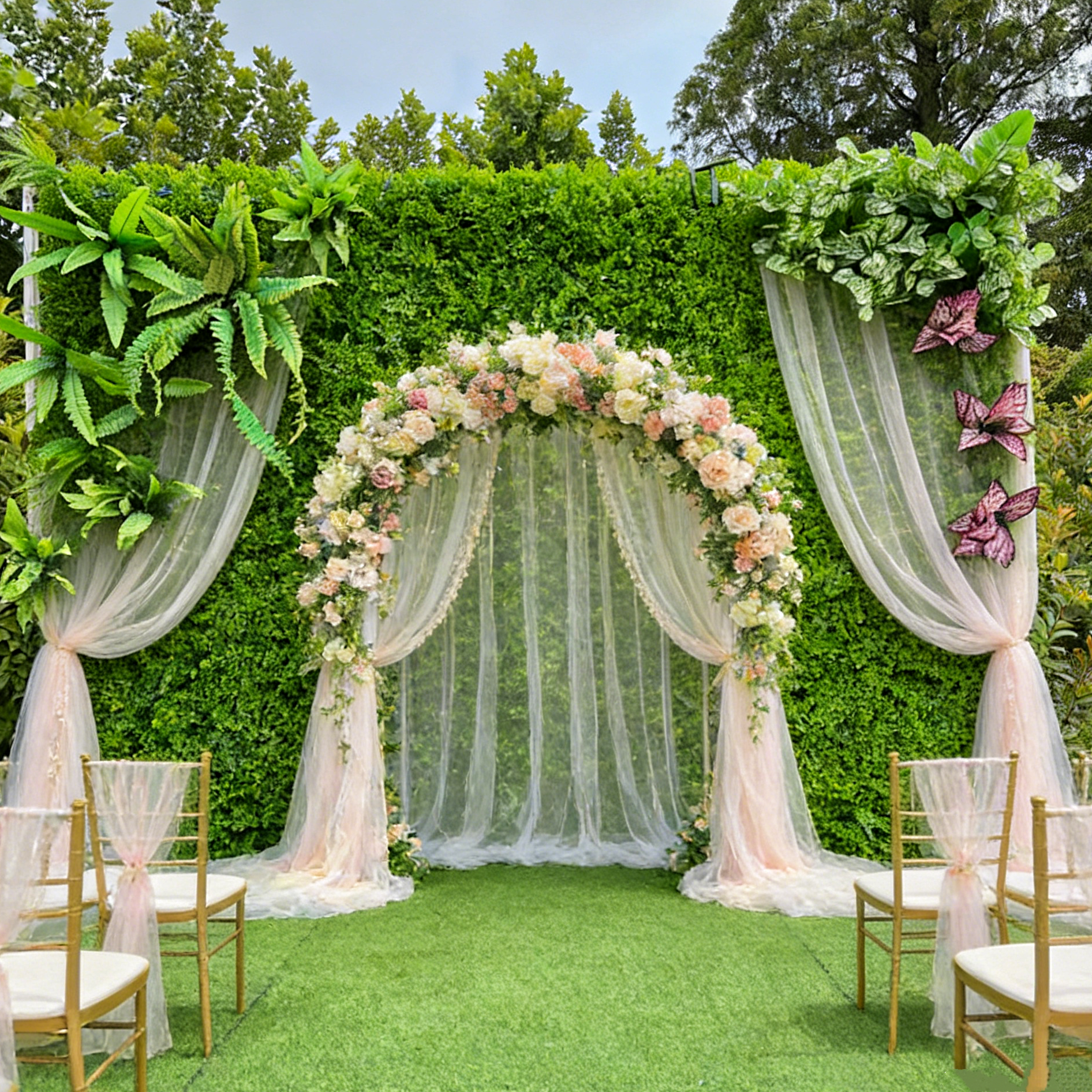 Greenery Wall Backdrop for Wedding & Outdoor Event Decor. 