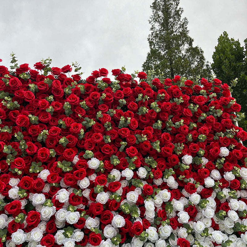 Red White Rose Flower Wall Panel Backdrop For Wedding Event Decor ABFW-012